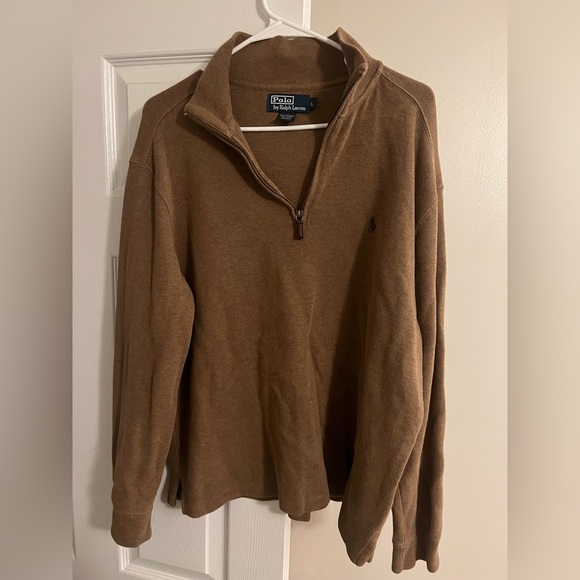 Mens Ralph Lauren Quarter Zip in brown EUC size L - Picture 1 of 1